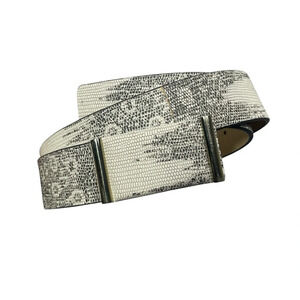 Ann Taylor Snake Skin Genuine Leather Gold Trim Belt